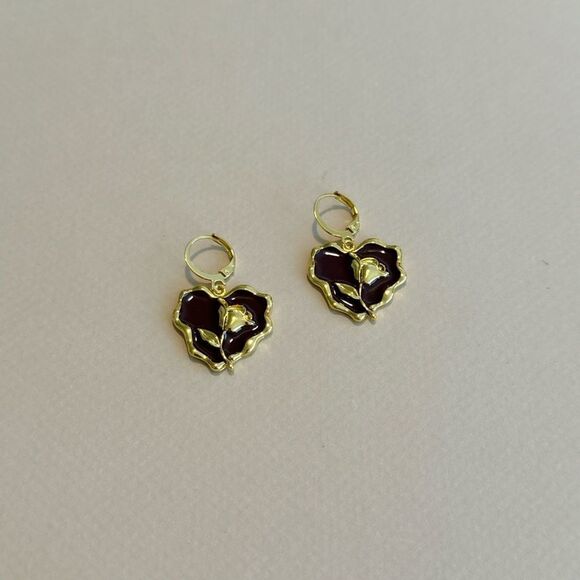 Rose heart earrings N1113 - Picture 2 of 4